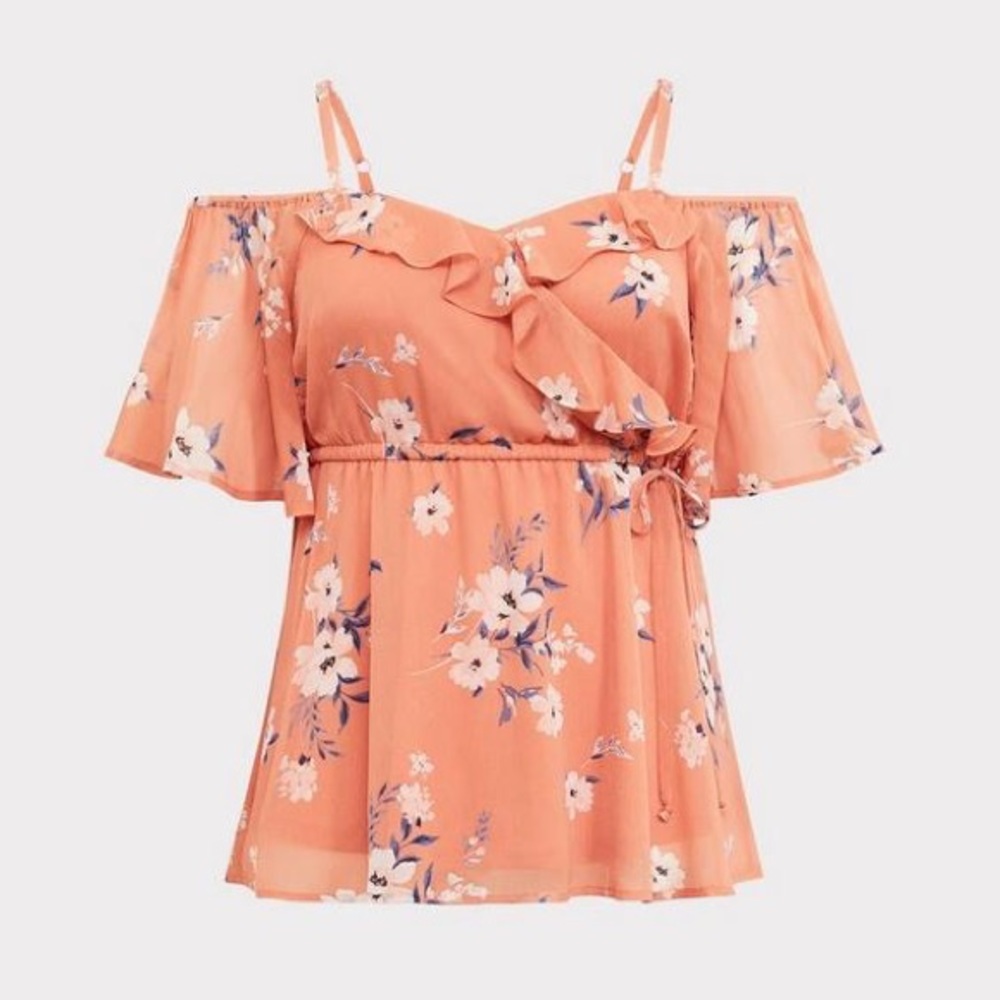 CHIFFON COLD SHOULDER BLOUSE